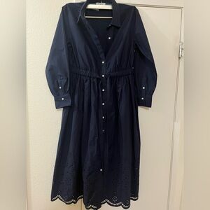 Elegant Navy Blue Button-Down Dress